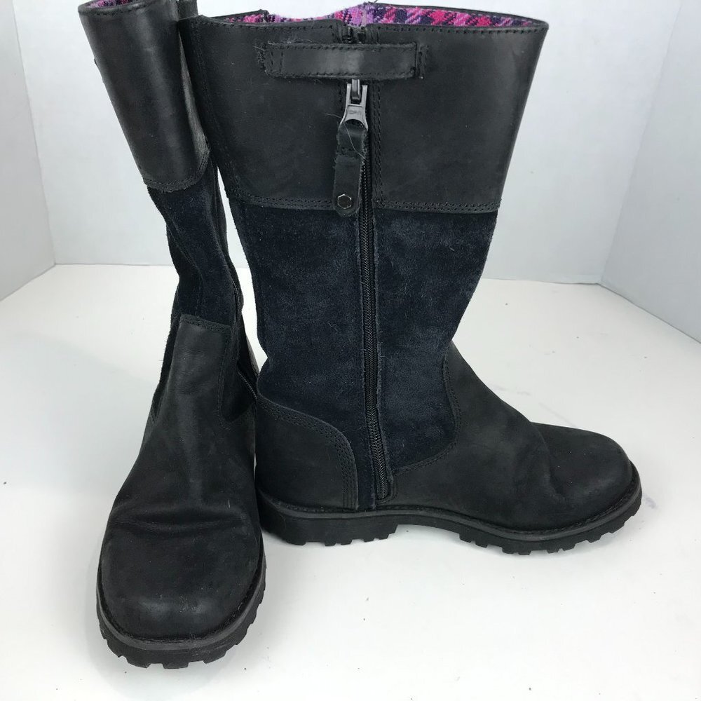 Timberland Youth black leather Zip boots US 1.5 EU 33